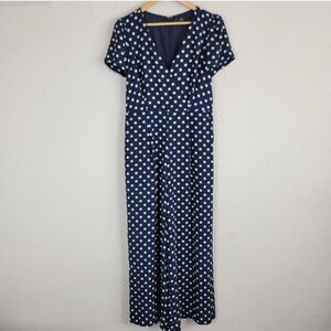 J. Crew Navy and White Polka Dot Jumpsuit
